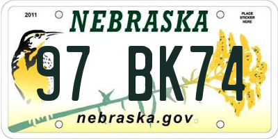 NE license plate 97BK74