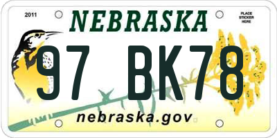 NE license plate 97BK78