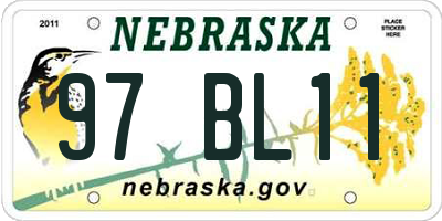 NE license plate 97BL11