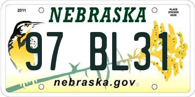 NE license plate 97BL31