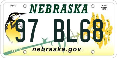 NE license plate 97BL68