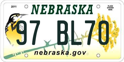 NE license plate 97BL70