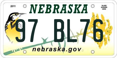 NE license plate 97BL76