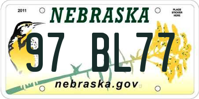 NE license plate 97BL77
