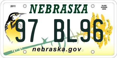 NE license plate 97BL96