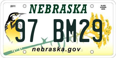 NE license plate 97BM29