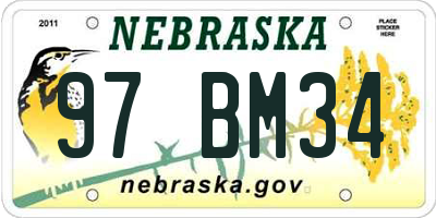 NE license plate 97BM34
