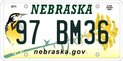 NE license plate 97BM36