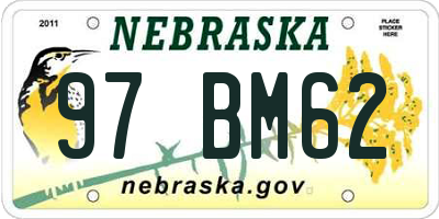 NE license plate 97BM62