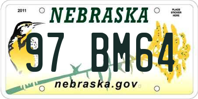 NE license plate 97BM64