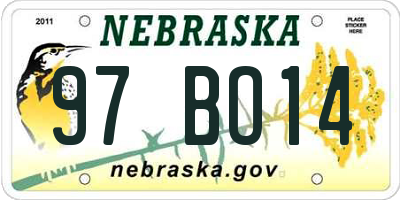 NE license plate 97BO14