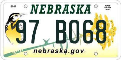 NE license plate 97BO68