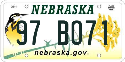 NE license plate 97BO71