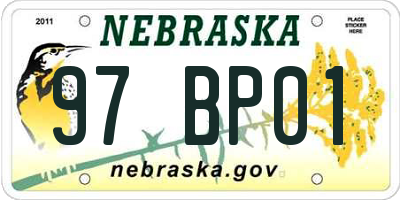 NE license plate 97BP01