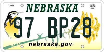 NE license plate 97BP28