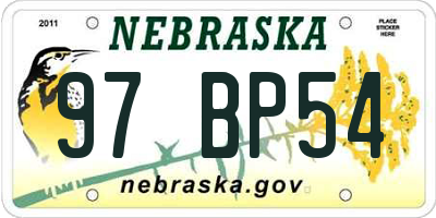 NE license plate 97BP54