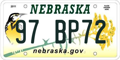NE license plate 97BP72