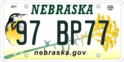NE license plate 97BP77
