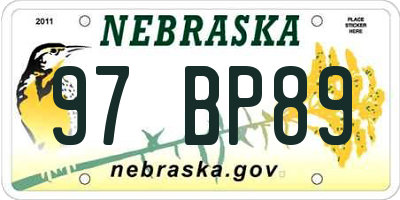 NE license plate 97BP89