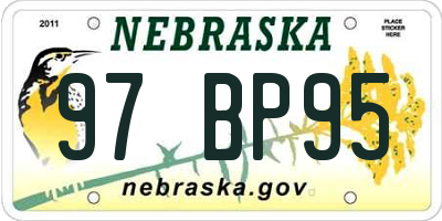 NE license plate 97BP95