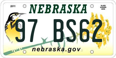NE license plate 97BS62