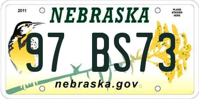 NE license plate 97BS73