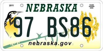 NE license plate 97BS86