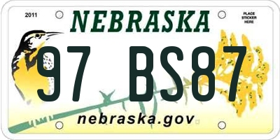 NE license plate 97BS87