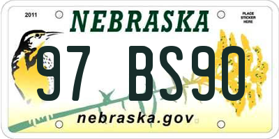 NE license plate 97BS90