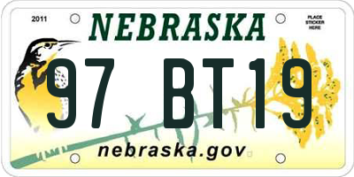 NE license plate 97BT19
