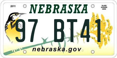 NE license plate 97BT41