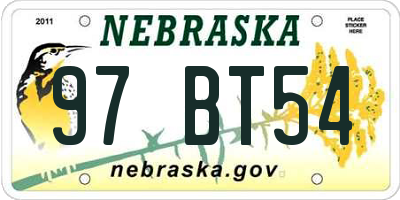 NE license plate 97BT54