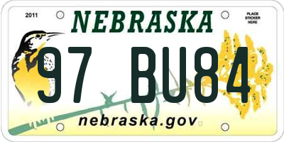 NE license plate 97BU84
