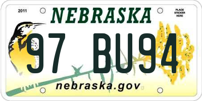 NE license plate 97BU94