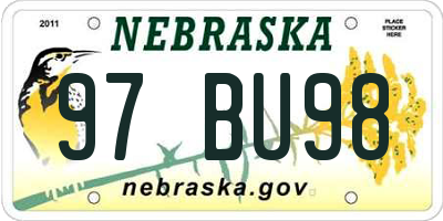 NE license plate 97BU98