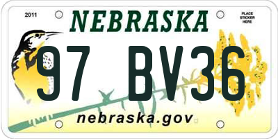 NE license plate 97BV36