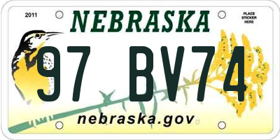 NE license plate 97BV74