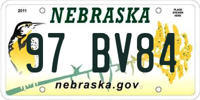 NE license plate 97BV84