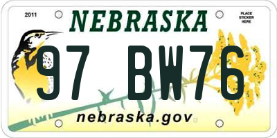 NE license plate 97BW76