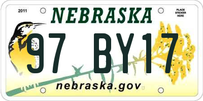 NE license plate 97BY17