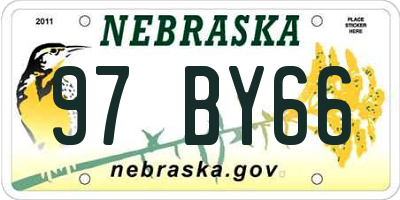 NE license plate 97BY66