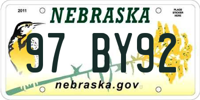 NE license plate 97BY92