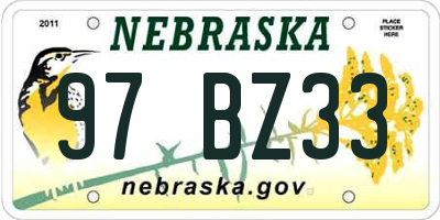 NE license plate 97BZ33