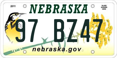 NE license plate 97BZ47