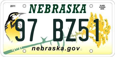 NE license plate 97BZ51