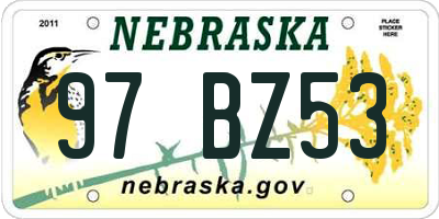 NE license plate 97BZ53
