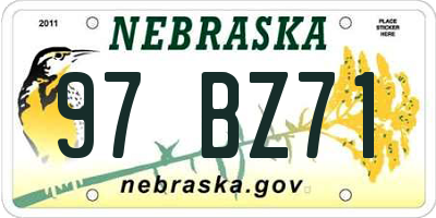 NE license plate 97BZ71