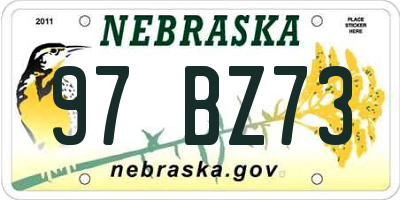 NE license plate 97BZ73