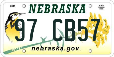 NE license plate 97CB57
