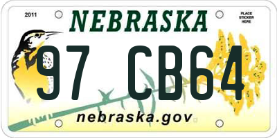 NE license plate 97CB64
